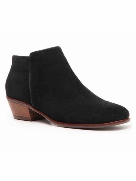 Crown Vintage Shoes - CROWN VINTAGE • Black Suede Leather Tabitha Heeled Ankle Booties, 5.5